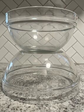Vintage Arcoroc France Glass Nesting Mixing Bowls Set 2 7.5” & 8.5”